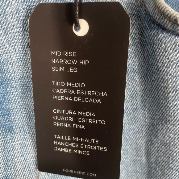 Forever 21 Jeans Men Size 32 Mid Rise Narrow Hip Slim Leg Light Denim - Picture 6 of 13
